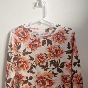 Old Navy Kids Floral Long Sleeve Tee - Orange and Brown